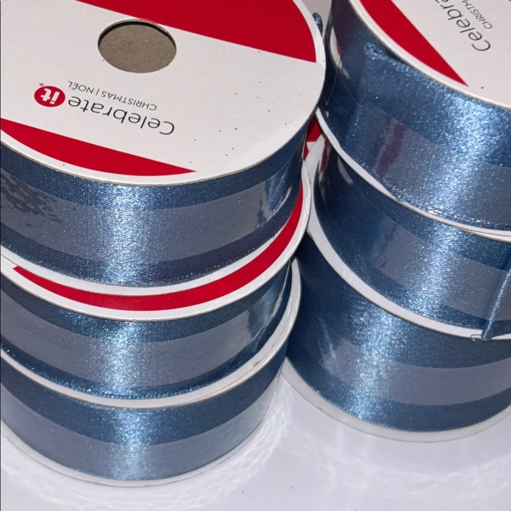 Cornflower Blue Satin Ribbon Wired Ribbon set of 6 Light blue Satin Ribbon